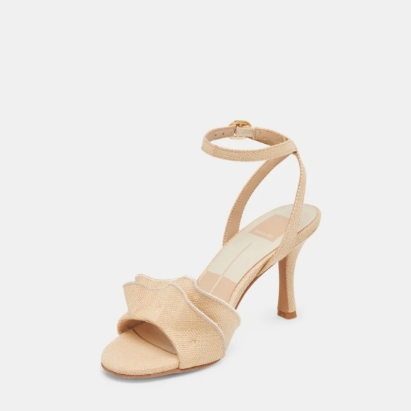 💛🔹️Dolce Vita🔹️ Lunete Heels Lightt Natural Woven Raffia Heels Sandals - Picture 4 of 10